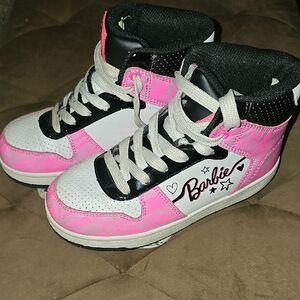 Barbie Pink, White & Black High-Top Kids Sneakers
